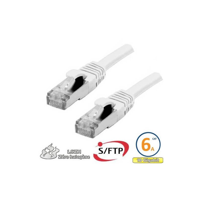 Cordon RJ45 Cat 6a S/FTP Primacy LSZH 3m blanc